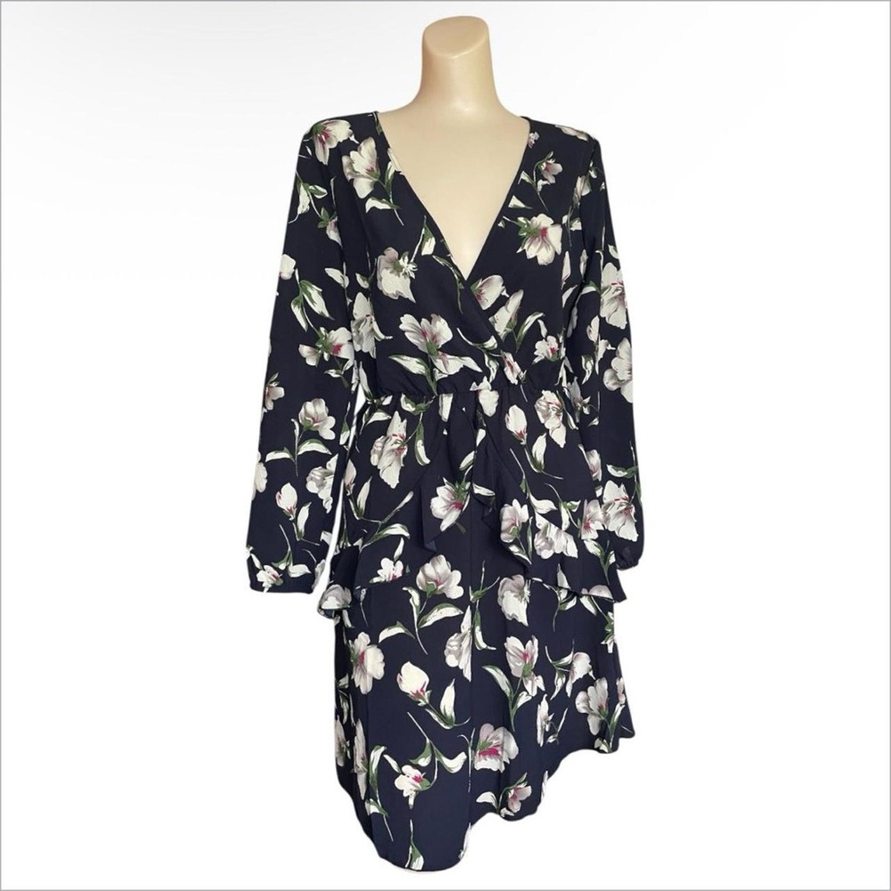 Uguest NWT Navy Floral Wrap Long Sleeve Dress